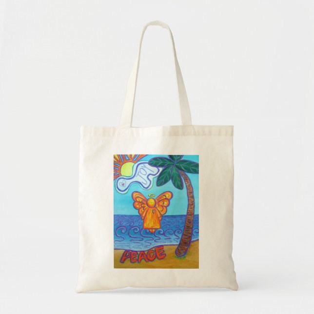 Beach Angel Peace and Joy Art Tote Bags (Front)