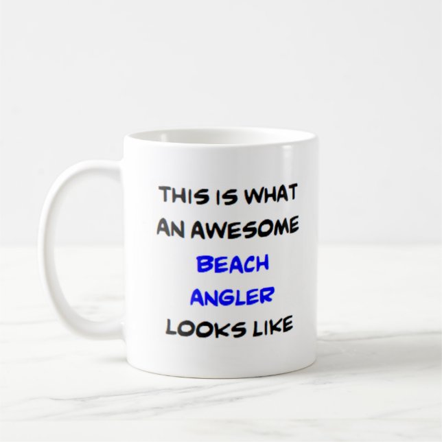 beach angler, awesome coffee mug (Left)