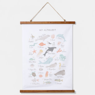 Beach Animal Alphabet Nursery Decor Hanging Tapestry