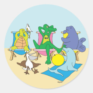 Beach Animals Classic Round Sticker