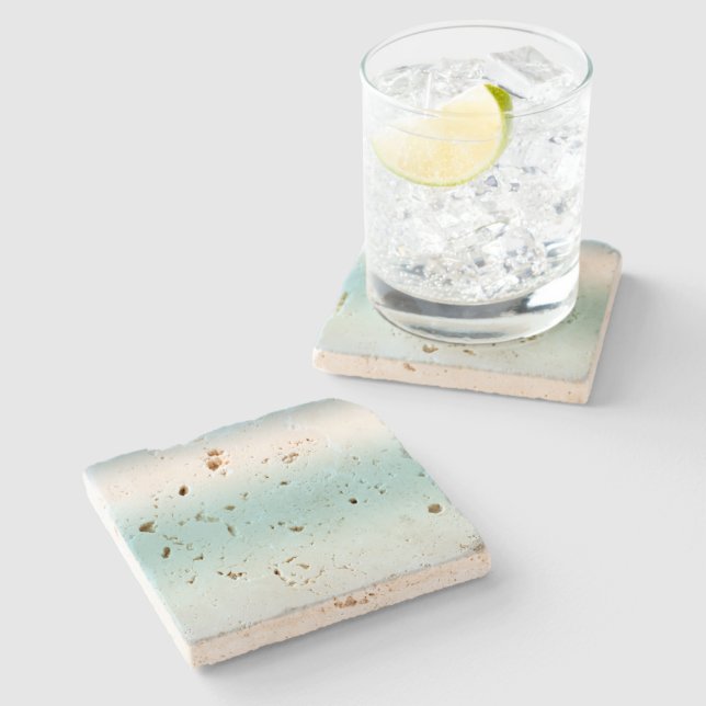Beach Aqua Blue Ombre      Stone Coaster (Side)