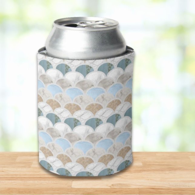 beach aqua blue white marble pastel mermaid scales can cooler (beach aqua blue white marble pastel mermaid scales can cooler)