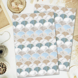 beach aqua blue white marble pastel mermaid scales tissue paper