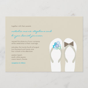 Beach Aqua Flip Flops Destination Wedding Invite