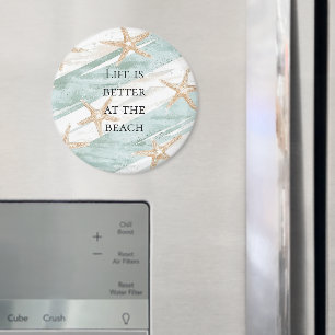 Beach Aqua Mint Starfish Stripes  Magnet