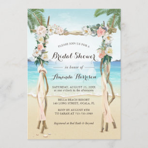 Beach Arbor Arch Floral Tropical Bridal Shower Invitation
