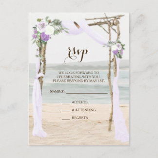 Beach Arbor Lavender Wedding RSVP Postcard