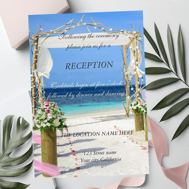 Beach Arbor  Wedding Floral  Reception Invitation (Creator Uploaded)