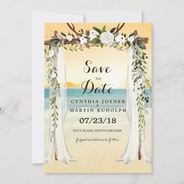 Beach Arbor Wedding Save the Date Invitation (Front)