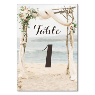 Beach Arbor Wedding Table Number Card
