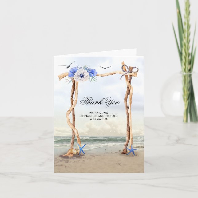 Beach Arbor Wedding Thank You Card (Front)