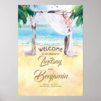 Beach Arbor Wedding Welcome Sign