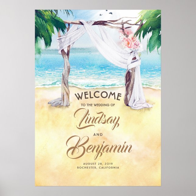 Beach Arbor Wedding Welcome Sign (Front)