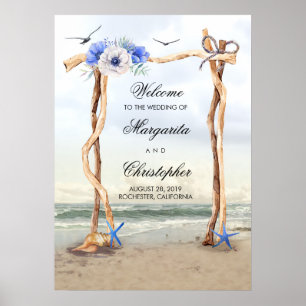 Beach Arbor Wedding Welcome Sign