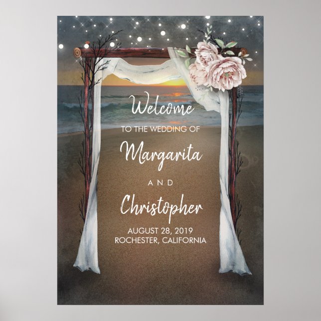 Beach Arbor Wedding Welcome Sign (Front)