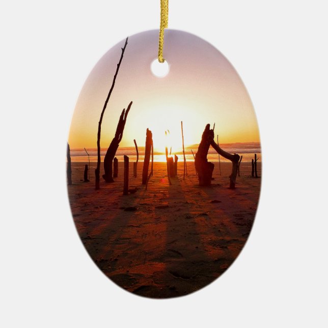 Beach Art Ceramic Tree Decoration (Front)