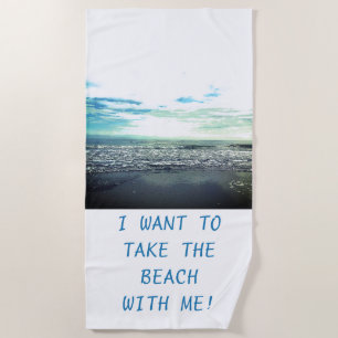 Beach Art Photo Template Typography Funny Cute Towel