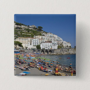 Beach at Amalfi, Campania, Italy 15 Cm Square Badge
