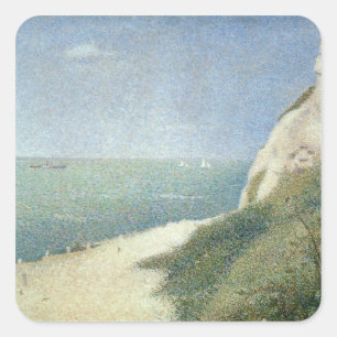 Beach at Bas Butin, Honfleur, 1886 Square Sticker