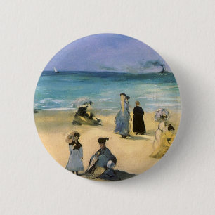Beach at Boulogne by Edouard Manet, Vintage Art 6 Cm Round Badge
