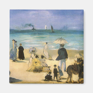 Beach at Boulogne by Manet, Vintage Impressionism Magnet