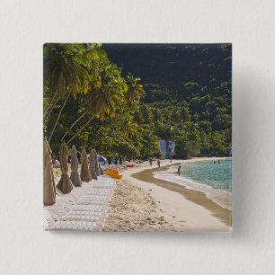 Beach at Cane Garden Bay, Island of Tortola 15 Cm Square Badge