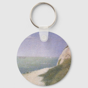 Beach at Honfleur by Georges Seurat, Vintage Art Key Ring