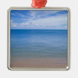 Beach at low tide metal ornament
