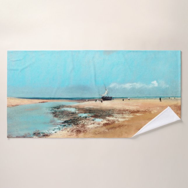 Beach at Low Tide(Mouth of the River), Edgar Degas Bath Towel (Bath Towel)