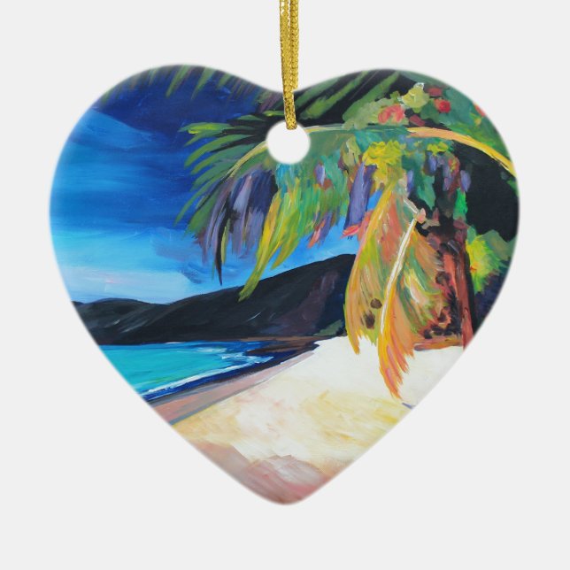 Beach at Magen's Bay St Thomas US Virgin Islands Ceramic Ornament (Front)