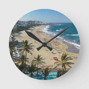 Beach At Margate, South Coast, Kwazulu-Natal Round Clock