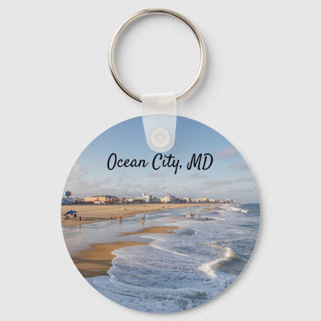 Beach at Ocean City, Maryland Key Ring (Front)