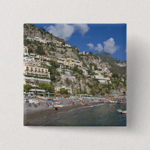 Beach at Positano, Campania, Italy 15 Cm Square Badge