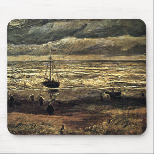 Beach at Schevening in Stormy Weather - Gogh Mouse Pad