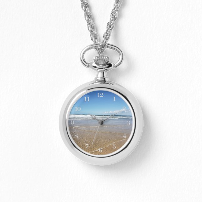 Beach At Soulac Sur Mer France Necklace Watch (Front)