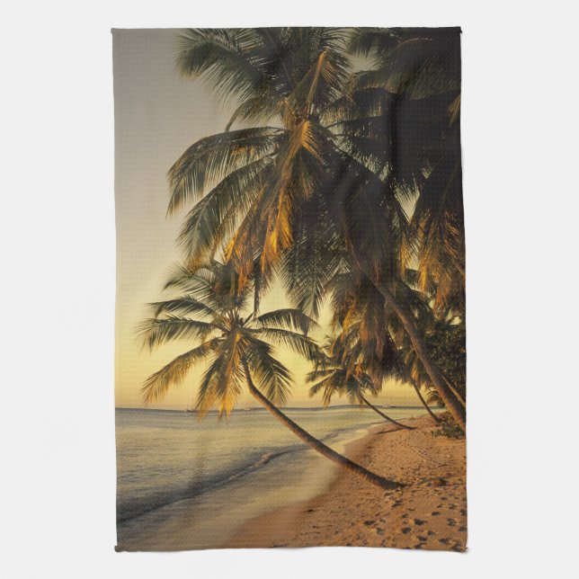 Beach at sunset, Trinidad Tea Towel (Vertical)