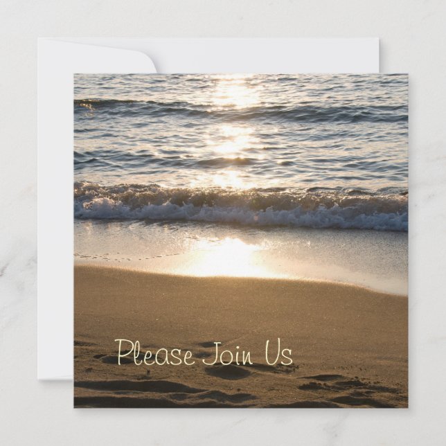 Beach at Sunset Wedding Vow Renewal Invitations (Front)