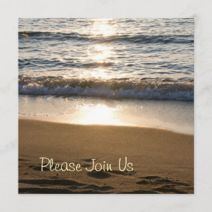 Beach at Sunset Wedding Vow Renewal Invitations