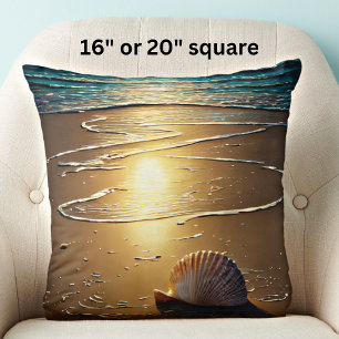 Beach at Sunset with Shells Cushion
