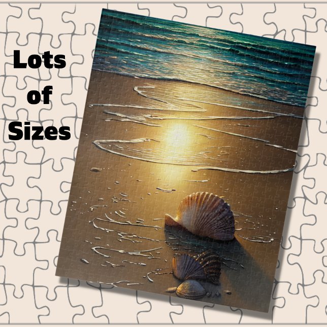 Beach at Sunset with Shells  Jigsaw Puzzle (Creator Uploaded)