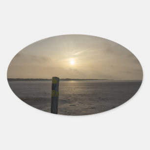 Beach at the North Sea Oval Sticker