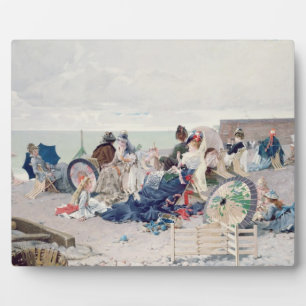 Beach at Yport, 1878 (oil on canvas) Plaque