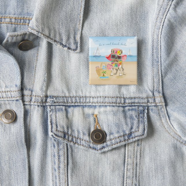 Beach Babe 15 Cm Square Badge (In Situ)