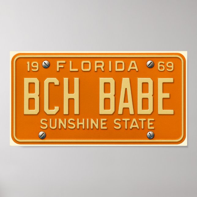 Beach Babe - 1969 Retro Florida License Plate Art Poster (Front)