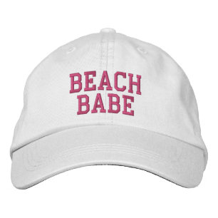 Beach Babe Girls Quote Typography Pink Embroidery  Embroidered Hat
