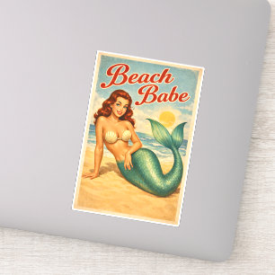 Beach Babe Pin-Up Mermaid - Retro Coastal Life Art