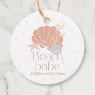 Beach Babe Seashell Pink Girl Baby Shower Favour Tags