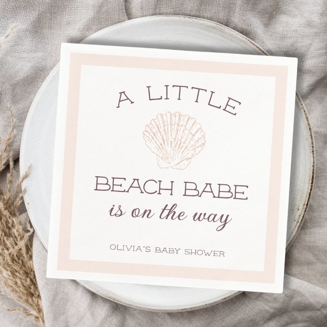Beach Babe Seashell Summer Girl Baby Shower Napkin (Beach Babe Seashell Summer Girl Baby Shower Napkins)