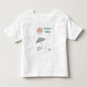Beach Babe-Umbrella, Ball, Footprints in Sand Toddler T-Shirt
