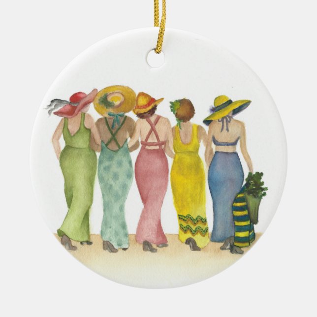Beach Babes Ceramic Ornament (Front)